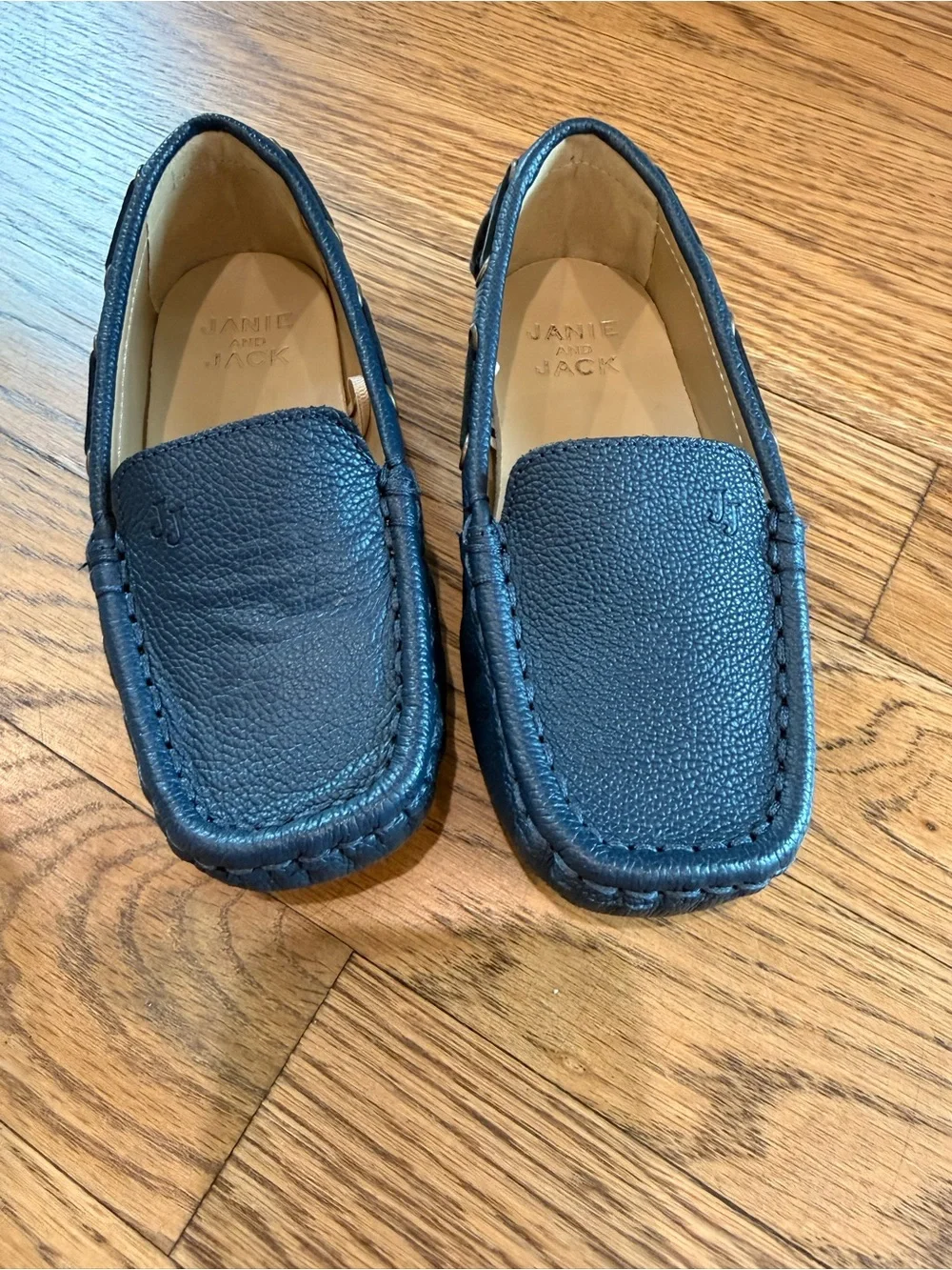 Janie and Jack Navy Leather Toddler Loafers